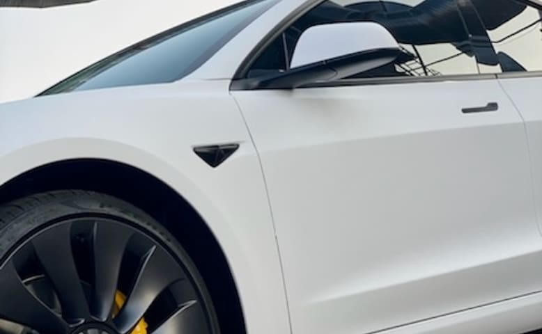 White Tesla Side